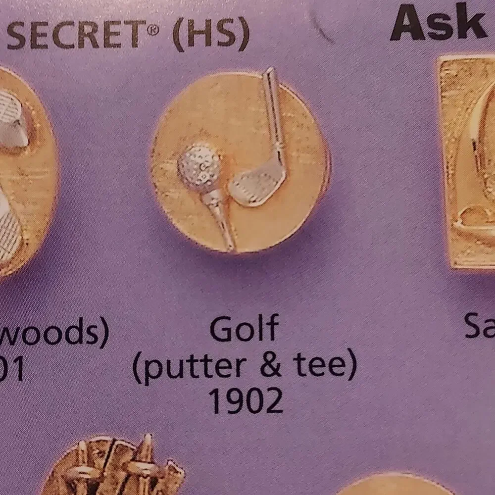 Golf Lover's Pin Tee Club Putter Gold Tone Esther Fuhrman Badge ID Holder
